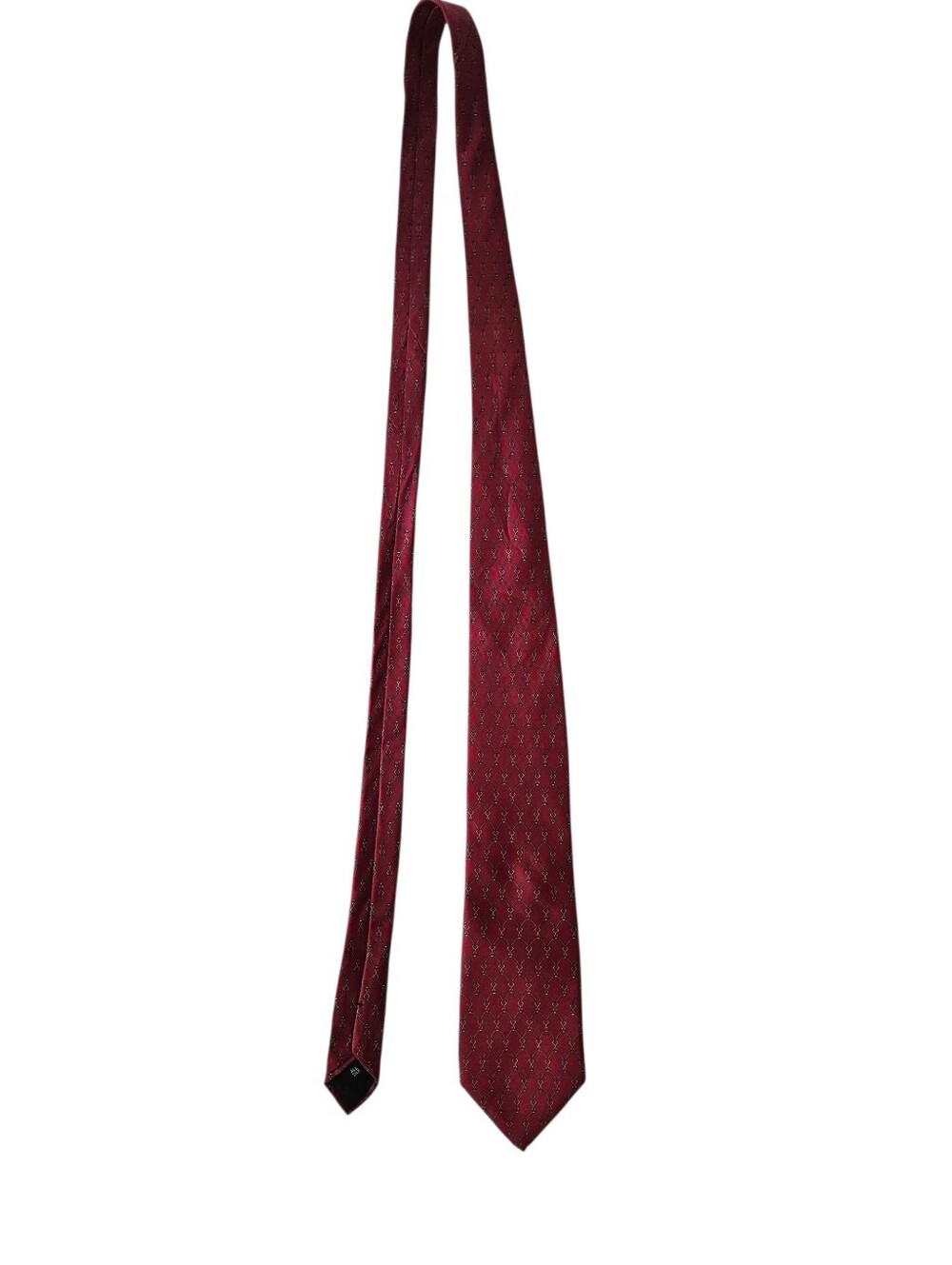 BROOKS BROTHERS Silk Red Geometric Chain Link Lattice Equestrian Tie | SZ 60" - Picture 4 of 8